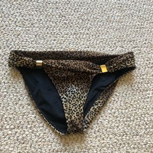 Bebe Leopard Print Bikini Bottoms Size Small